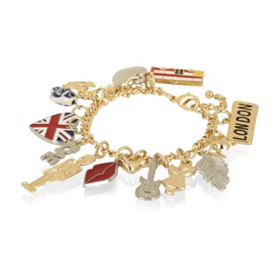 gold tone london theme charm bracelet