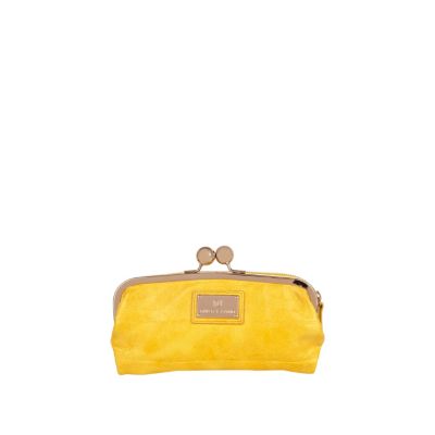yellow croc clip top purse