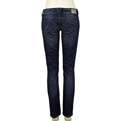 Dark wash distressed Matilda skinny jeans
