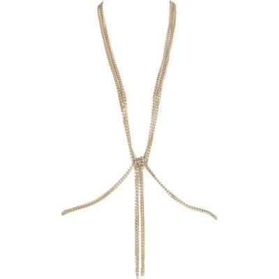 gold tone chain body harness