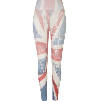 blue union jack print leggings