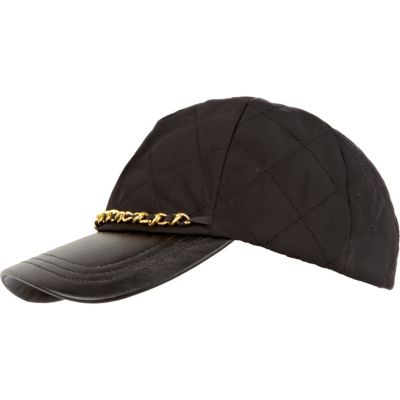 black quilted baseball cap