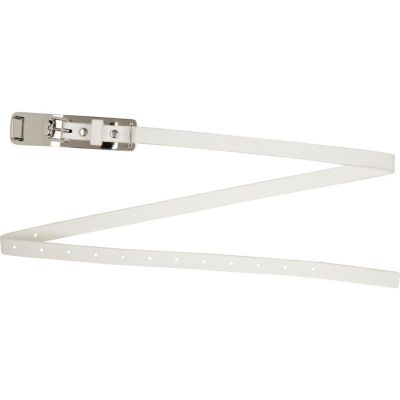 White plaque skinny belt