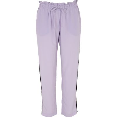 Light purple side panel tapered trousers