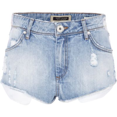 Light wash super short denim hotpants