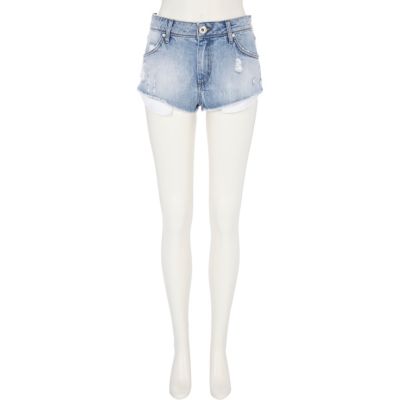 Light wash super short denim hotpants
