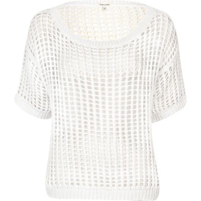 White tape stitch knitted t-shirt