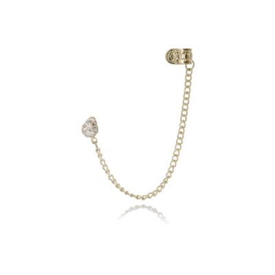 gold tone diamante chain ear cuff