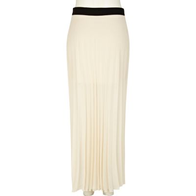 Cream pleated maxi skirt