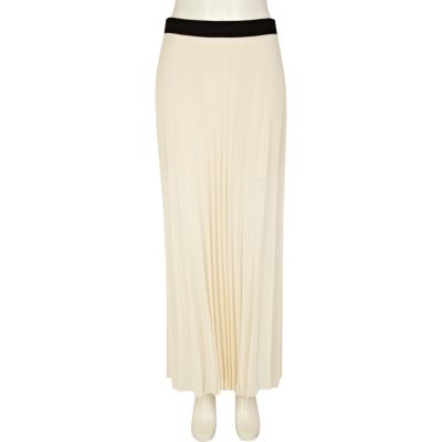 Cream pleated maxi skirt