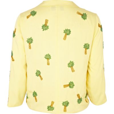 Yellow palm tree print blazer