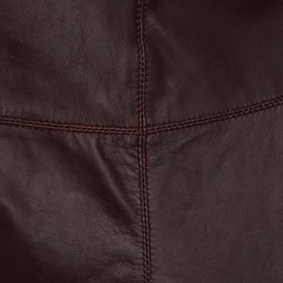 Dark red leather fit and flare dress