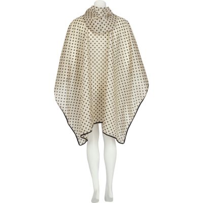 Grey polka dot print hooded rain poncho