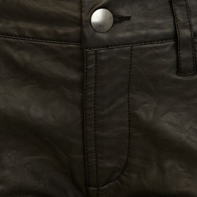 Black leather look crop trousers