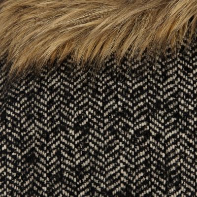 Grey faux fur collar boyfriend coat