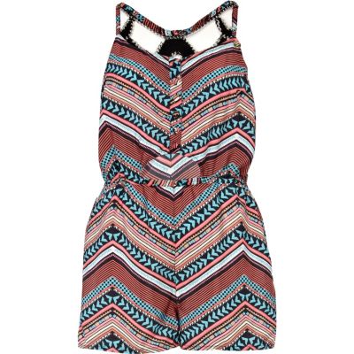 Red chevron print Pacha playsuit