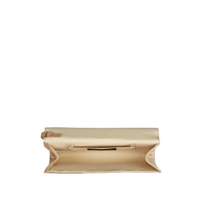 Cream colour block clutch bag