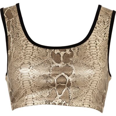 Gold snake print foil bra top