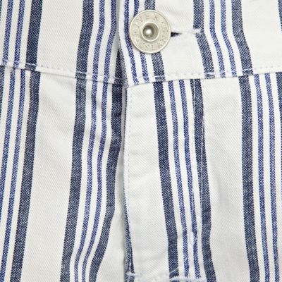 Blue stripe boyfriend denim short