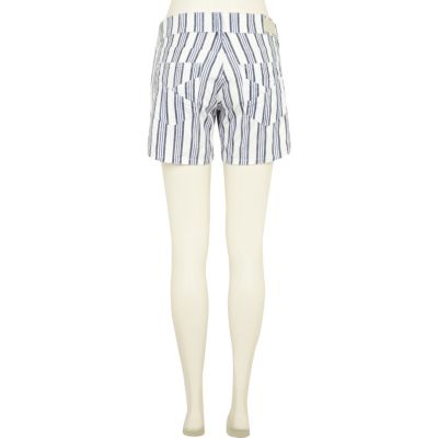 Blue stripe boyfriend denim short