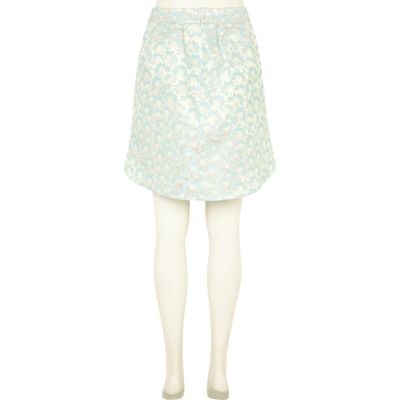 Light green jacquard skirt