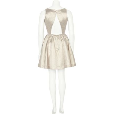 Gold bow front prom dress