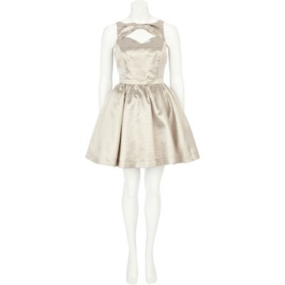 Gold bow front prom dress