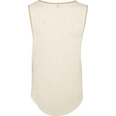 Cream cross print foil tank