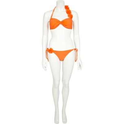 Orange flower bikini briefs