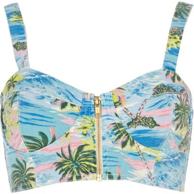Blue hawaiian print bralet