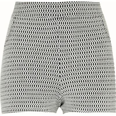 cream print jacquard shorts