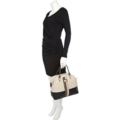 Beige snakeskin panel tote bag