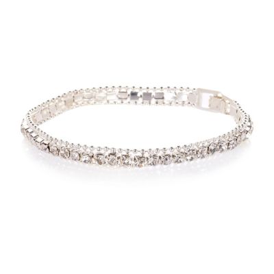 Silver tone crystal bracelet