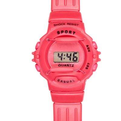 Pink rubber digital sports watch