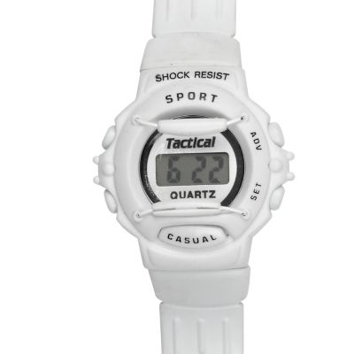 White rubber digital sports watch
