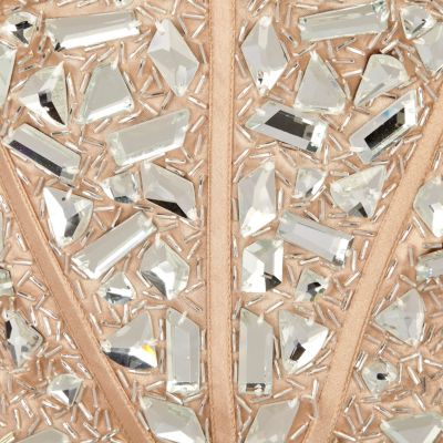 Light beige forever unique embellished dress