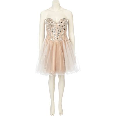 Light beige forever unique embellished dress