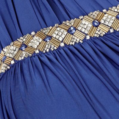 Blue forever unique jewel trim cut out dress