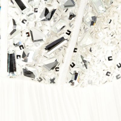 White forever unique jewelled prom dress