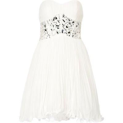 White forever unique jewelled prom dress