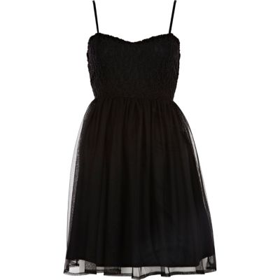 Black lace and mesh strappy dress