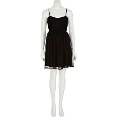 Black lace and mesh strappy dress