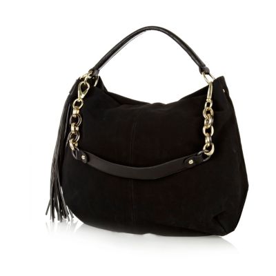 Black tassel slouch bag