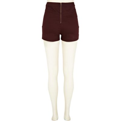 Dark red high waisted shorts