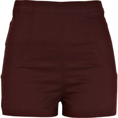 Dark red high waisted shorts
