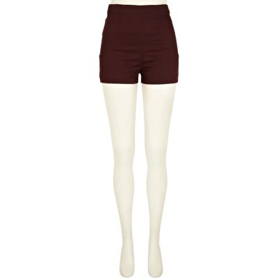 Dark red high waisted shorts