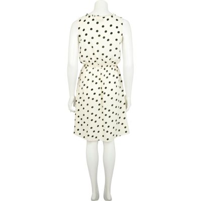 Cream and green polka dot print dress