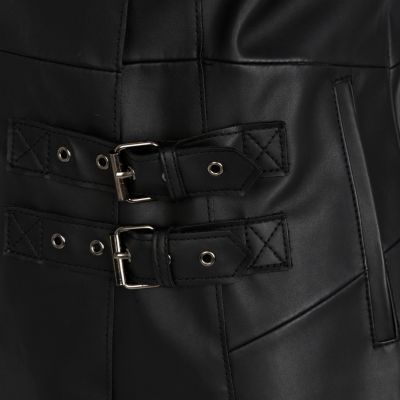 Black leather look gilet