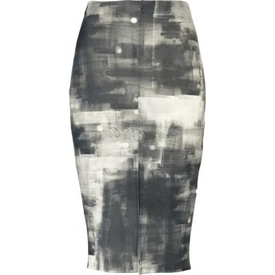 black print pencil skirt