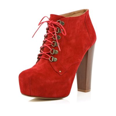 red platform ankle boots